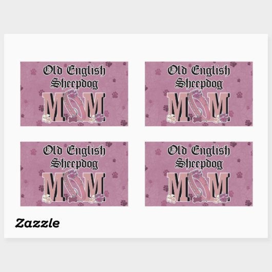 Sticker Rectangulaire Old English Sheepdog MOM (Feuille)