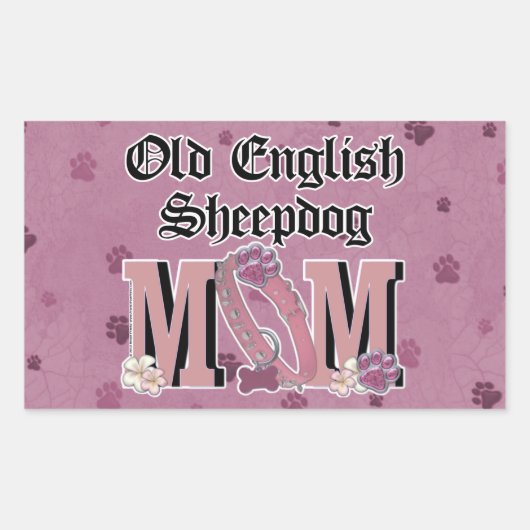 Sticker Rectangulaire Old English Sheepdog MOM (Devant)