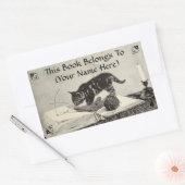 Sticker Rectangulaire Old Timey Kitten Tricot de chat Plaque de livre (Enveloppe)