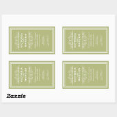 Sticker Rectangulaire Olive Green Mariage élégant Monogramme Bouteille d (Feuille)