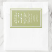 Sticker Rectangulaire Olive Green Mariage élégant Monogramme Bouteille d (Sac)