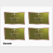 Sticker Rectangulaire Olive Green Product Label Rose Gold Frame Monogram (Feuille)