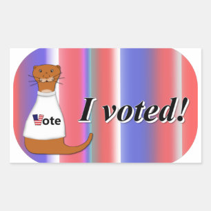 Sticker Rectangulaire "Oliver la loutre I Voted Autocollant" sur fond