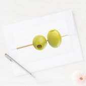 Sticker Rectangulaire Olives vertes laquées sur une brochette (Enveloppe)