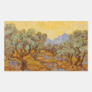 Sticker Rectangulaire Oliviers de Van Gogh Soleil Jaune Ciel
