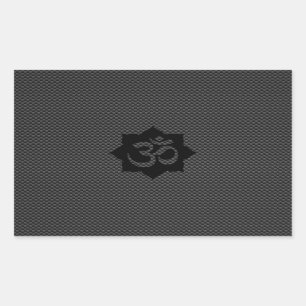 Sticker Rectangulaire OM Symbole Lotus Spiritualité Yoga en fibre de ca
