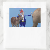 Sticker Rectangulaire Oncle Sam aime les ânes (Sac)