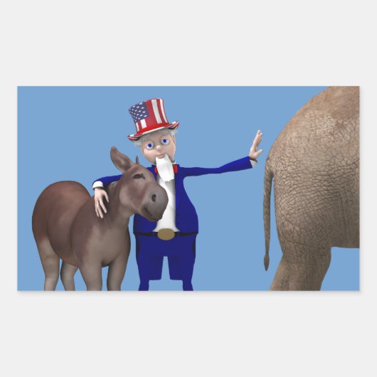 Sticker Rectangulaire Oncle Sam aime les ânes (Devant)