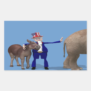 Sticker Rectangulaire Oncle Sam aime les ânes