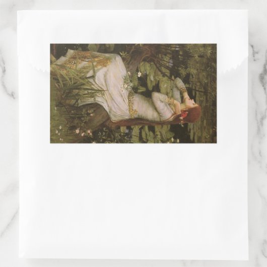 Sticker Rectangulaire Ophélie par l'étang par John William Waterhouse (Sac)