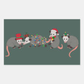 Sticker Rectangulaire Opossum Noël mignon Animaux sauvages Drôle Noël (Devant)