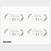 Sticker Rectangulaire or aquarelle géométrique verdure (Feuille)