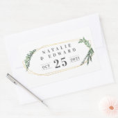 Sticker Rectangulaire or aquarelle géométrique verdure (Enveloppe)