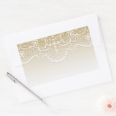 Sticker Rectangulaire Or avec dentelle, croix, religieuse (Enveloppe)