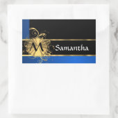 Sticker Rectangulaire Or bleu et monogramme noir (Sac)