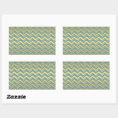 Sticker Rectangulaire Or et Turquoise Motif Chevron (Feuille)