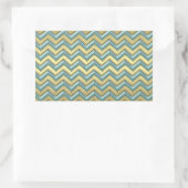 Sticker Rectangulaire Or et Turquoise Motif Chevron (Sac)