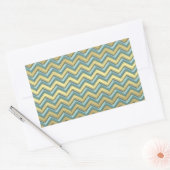Sticker Rectangulaire Or et Turquoise Motif Chevron (Enveloppe)
