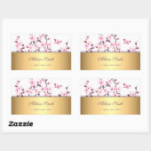 Sticker Rectangulaire Or Floral Fleurs de Cerisier (Feuille)
