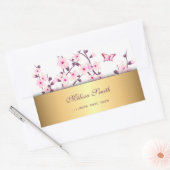 Sticker Rectangulaire Or Floral Fleurs de Cerisier (Enveloppe)