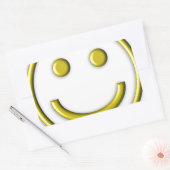 Sticker Rectangulaire Or Jaune souriant visage souriant Emoji drôle (Enveloppe)