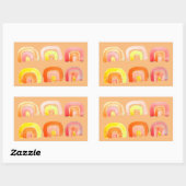 Sticker Rectangulaire Orange arc-en-ciel art rétro mignon (Feuille)