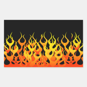 Sticker Rectangulaire Orange classique emballant des flammes sur le feu