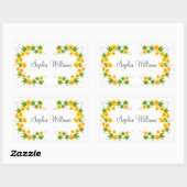 Sticker Rectangulaire Orange fleurs japonaises blanches (Feuille)