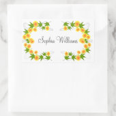 Sticker Rectangulaire Orange fleurs japonaises blanches (Sac)