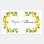 Sticker Rectangulaire Orange fleurs japonaises blanches (Devant)