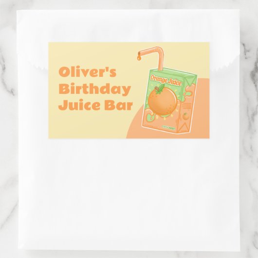 Sticker Rectangulaire Orange Juice Box fête d'anniversaire (Sac)