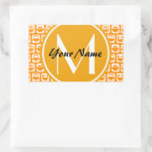 Sticker Rectangulaire Orange Owls Custom Monogramme (Sac)