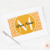 Sticker Rectangulaire Orange Owls Custom Monogramme (Enveloppe)