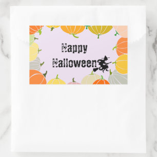 Sticker Rectangulaire Orange Pumpkings de éffrayant Flying Witch