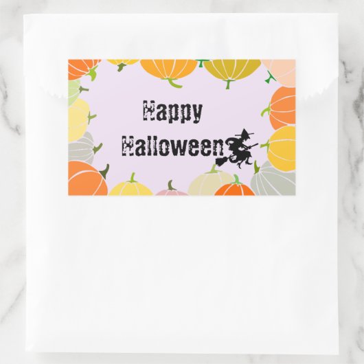 Sticker Rectangulaire Orange Pumpkings de éffrayant Flying Witch (Sac)