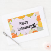 Sticker Rectangulaire Orange Pumpkings de éffrayant Flying Witch (Enveloppe)