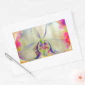Sticker Rectangulaire Orchidée de feu rose, fleurs d'aquarelle surréalis (Enveloppe)