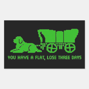 Sticker Rectangulaire Oregon Trail Terre-Neuve plat style newf 