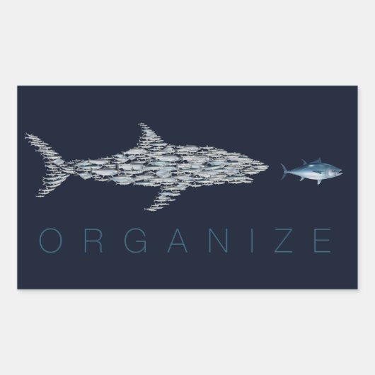 Sticker Rectangulaire Organisez les poissons (Devant)