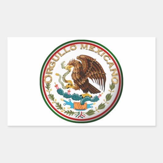 Sticker Rectangulaire Orgullo Mexicano (aigle du drapeau mexicain) (Devant)