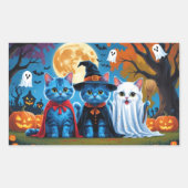 Sticker Rectangulaire Oriental Blue Cats Citrouille Halloween Drôle (Devant)