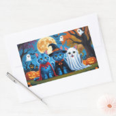 Sticker Rectangulaire Oriental Blue Cats Citrouille Halloween Drôle (Enveloppe)