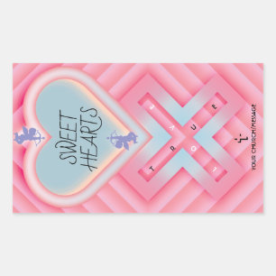 Sticker Rectangulaire Origami Coeur X Coeurs doux