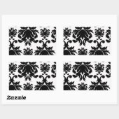 Sticker Rectangulaire orné formel noir blanc damassé (Feuille)