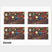 Sticker Rectangulaire Ornement de Noël et flocons de neige (Feuille)