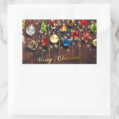 Sticker Rectangulaire Ornement de Noël et flocons de neige (Sac)