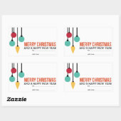 Sticker Rectangulaire Ornements de Noël (Feuille)