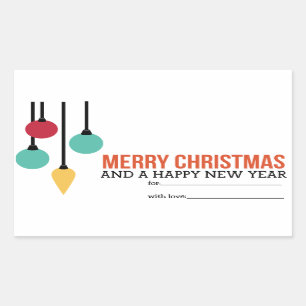 Sticker Rectangulaire Ornements de Noël