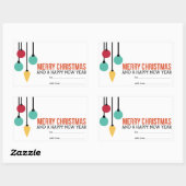 Sticker Rectangulaire Ornements de Noël (Feuille)