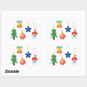 Sticker Rectangulaire Ornements de Noël décoratifs (Feuille)